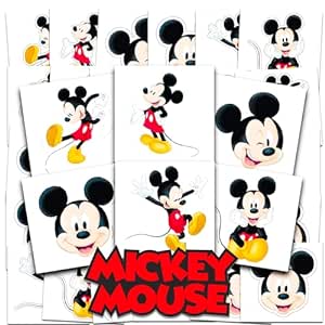 Disney Mickey Mouse Tattoos Party Favors Bundle ~ 72 Perforated Individual 2" x 2" Mickey Mouse Temporary Tattoos for Kids Boys Girls (Mickey Mouse Party Supplies)