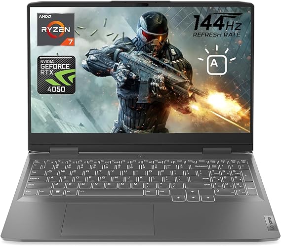 Lenovo LOQ 16" 144Hz WUXGA Gaming Laptop, GeForce RTX 4050, AMD Ryzen 7 7840HS (&gt; i7-12700H), 16GB DDR5 RAM, 1TB PCIe SSD, RJ-45, Wi-Fi 6, Webcam, Backlit Keyboard, Windows 11 Home, Grey