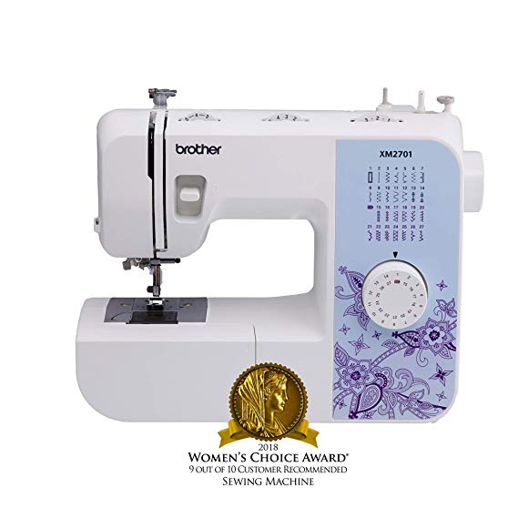 Brother Sewing Machine, XM2701, Lightweight Sewing Machine with 27 Stitches, 1-Step Auto-Size Buttonholer, 6 Sewing Feet, Free Arm and Instructional DVD (Renewed)