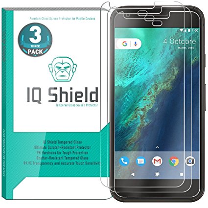 Google Pixel XL Screen Protector (Updated Version)(3-Pack), IQ Shield Tempered Ballistic Glass Screen Protector for Google Pixel XL (5.5") 99.9% Transparent HD and Shatter-Proof Shield