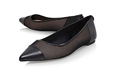 Michael Kors Women's Leilah Flat, Leather/Mesh, Black, Size 7