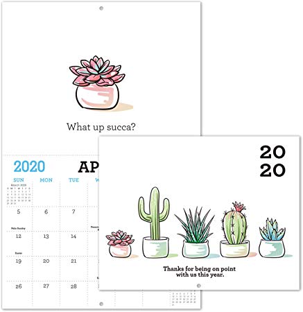 Gag Gifts - 2020 Calendar for Funny White Elephant Gag Gift Exchange/Christmas, Large 11" x 17" When Open, Joke Present with Beautiful Photos of Cactus, Sturdy Paper