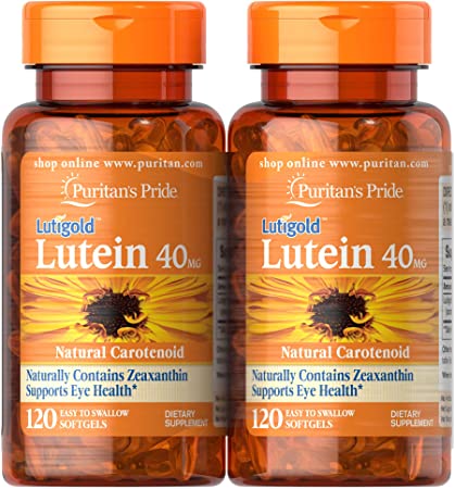 Puritan's Pride Lutein 40mg With Zeaxanthin, Supports Eye Health, 240 Total Count (2 Pack Of 120 Count Softgels), 240 Count