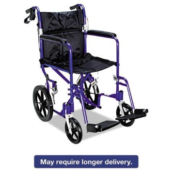 Medline MDS808210AB Aluminum Transport Chair with 12" Wheels, Blue