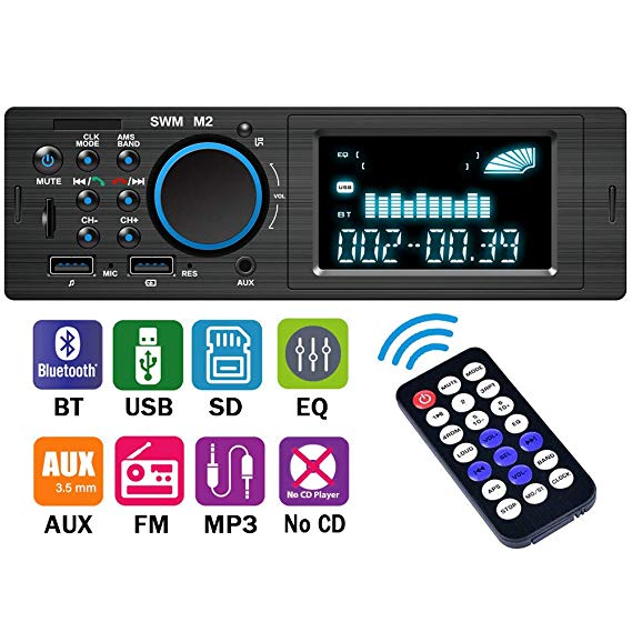 Car Stereo Receiver with Bluetooth,4x60W Car Audio FM Radio, MP3 Player USB/SD/AUX Hands Free Calling with Wireless Remote Control