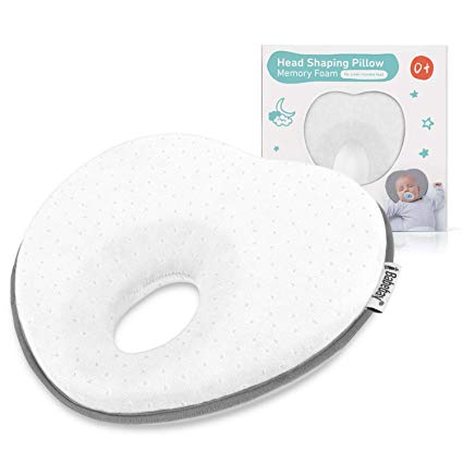 Baby Pillow for Newborn Infant(0-12months),Flat Head Syndrome Prevention 3D Memory Foam Can Support Head & Neck Pillow,Head Shaping Pillow,Heart Shaped(White)