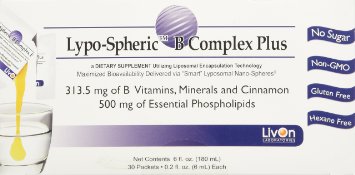 Lypo-Spheric B Complex Plus - 30 Packets | 313.5 mg B Complex, Minerals & Cinnamon Per Packet | Ultimate AGE-Blocking Formula | Liposome Encapsulated for Maximum Bioavailability | Professionally Formulated | Blocks Formation of Advanced Glycation End Products (AGE) | 500 mg Non-GMO Essential Phospholipids Per Packet