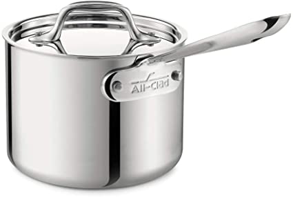 All-Clad 4201.5 Stainless Steel Tri-Ply Bonded Dishwasher Safe Sauce Pan with Lid Cookware, 1.5-Quart, Silver