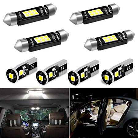 CIIHON 4X T10 912 LED Bulbs   4X 41MM 211-2 LED Dome Map Lights Xenon White 3030 Chipsets Car Interior Door Courtesy Trunk License Plate Lights Super Bright Replacement, 1 Year Warranty