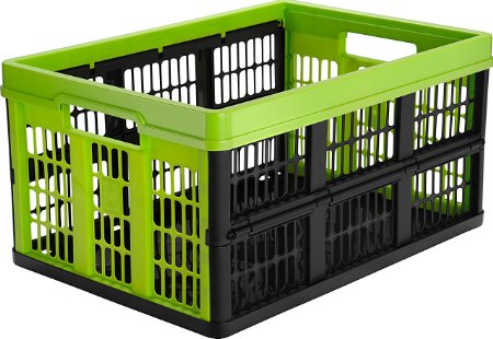 CleverMade CleverCrates Collapsible Storage Container 45 Liter Grated Utility Crate Kiwi Green