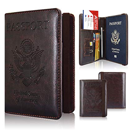 Passport Holder Cover, ACdream Travel Leather RFID Blocking Case Wallet for Passport with Elastic Band Closure,