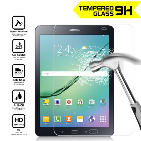 Samsung Galaxy Tab S2 9.7 Screen Protector 9.7", Nearpow® Tempered Glass Screen Protector with [9H Hardness] [2.5D Round Edge] [Crystal Clear] [Easy Bubble-Free Installation] [Scratch Resist]