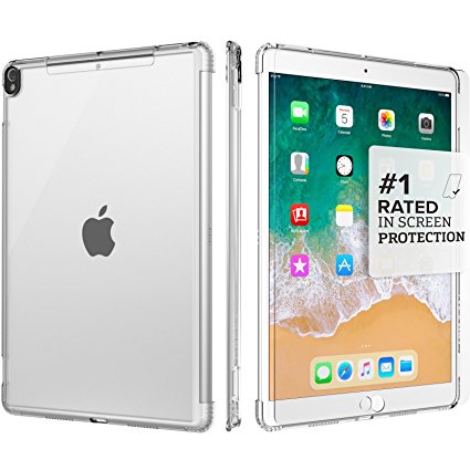 iPad 10.5 Case (2017) SaharaCase Protective Kit   [ZeroDamage Tempered Glass Screen Protector] Keyboard Compatible Slim Cover Shock-Absorbing Bumper & Triple Scratch-Resistant Hard Back - Clear