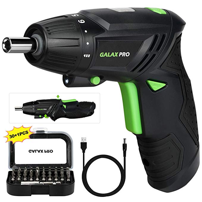 Cordless Screwdriver, GALAX PRO 3.6V Electric Screwdriver, 2000mAh Li-ion Battery with Battery Indicator with 4N.m Max. Torque and 31PCS Free Accessories for Home DIY