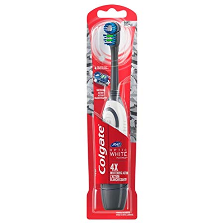 Colgate 360 Optic White Powered Toothbrush, Soft, 1 Count