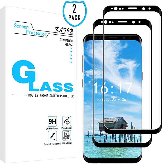 KATIN Galaxy S9 Plus Screen Protector - [2-Pack] 3D Curved [Full Max Coverage] Tempered Glass for Samsung Galaxy S9 Plus, Easy to Install, Bubble Free with Lifetime Replacement Warranty