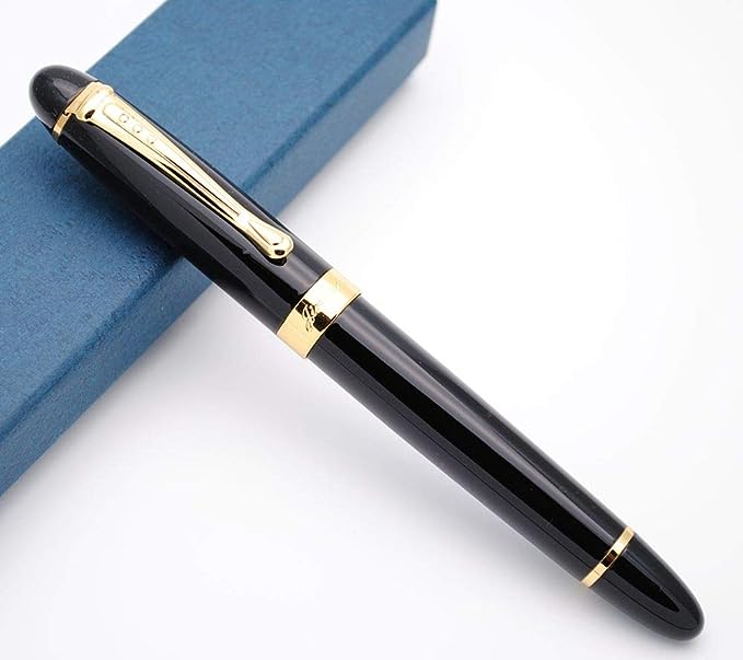 JINHAO X450 Fountain Pen (Bright Black, Medium Nib 0.7mm)