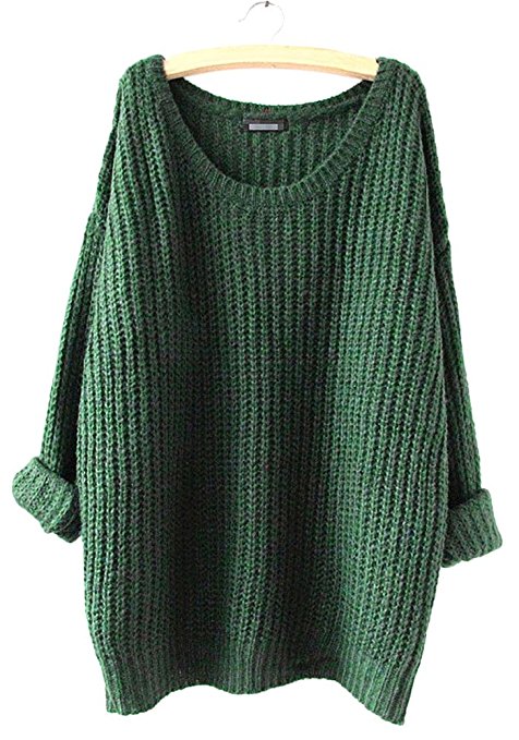 X&F Women's Casual Oversized Crew Neck Pullover Sweater Long Sleeve Knitwear Top