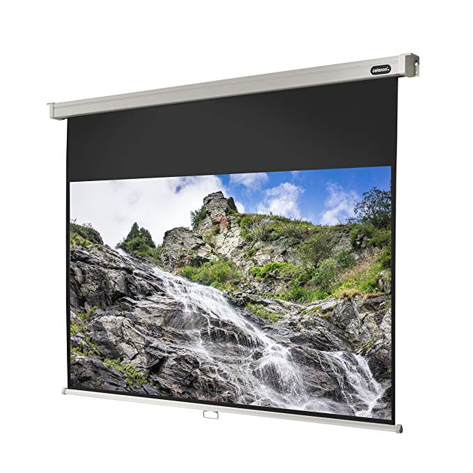 celexon 90“ Manual Pull Down Projector Screen Manual Professional, 76 x 43 inches Viewing Area, 16:9 Format, Gain 1.2