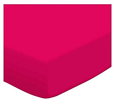 SheetWorld Fitted Pack N Play (Graco Square Playard) Sheet - Hot Pink Jersey Knit - Made In USA