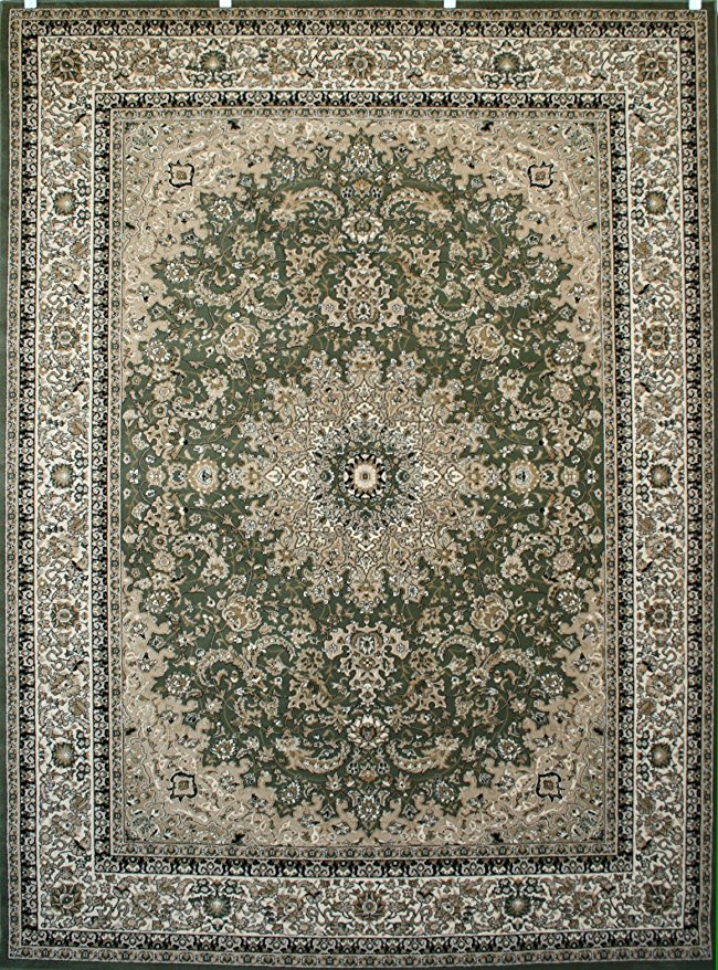 New City Sage Green Traditional Isfahan Wool Persian Area Rugs 5'2 x 7'3