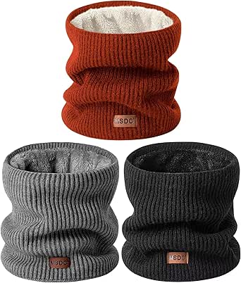 Winter Neck Gaiters for Men 3 Pack,Neck Warmer Men Women with Thermal Thick Warm Fleece Lined Cold Weather