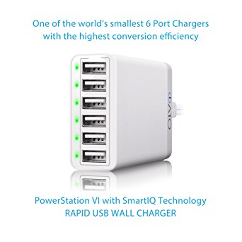 iATO ® Multi USB Charger 60W 12A 6 Port Charging Station Family Size Desktop Wall Charger. High Speed Rapid Fast Super Quick Charging Hub Station Power by Smart Technology. For iPhone X 10 8 7 6S 6 Plus iPad Air 2 mini 3 Samsung Galaxy S6 Edge Google Nexus HTC M9 LG Nokia Lumia Motorola