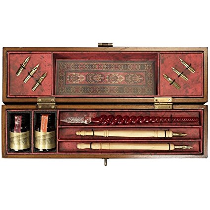 Windsor Prose - Writing Set - Features Wooden Box in French Finish and Solid Bronze Hardware - Authentic Models MG029