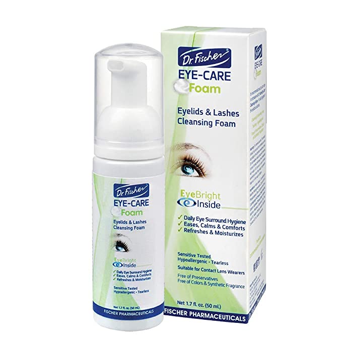Dr. Fischer Eye-Care Foam | An Eyelid and Lashes Cleanser to Calm, Ease, Refresh and Moisturize the Skin Around the Eyes | Preservative and Paraben Free | Gentle, Tearless, Cleansing Formula - 1.7 fl.