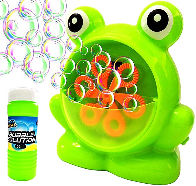 AppleRound Bubble Machine, Automatic Durable Bubble Blower with 1 Extra Bubble Solution, Portable Bubble Maker Toy Gift for Children Birthday Party, Battery Operated (Not Included)