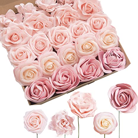 Ling's moment Artificial Wedding Flowers Flowers Combo Box Set for DIY Wedding Bouquet Centerpieces Flower Arrangements Decorations