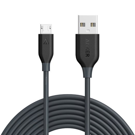 Anker PowerLine Micro USB 10ft - The Worlds Fastest Most Durable Charging Cable with Kevlar Fiber and 10000 Bend Lifespan for Samsung Nexus LG Motorola Android Smartphones and More Gray