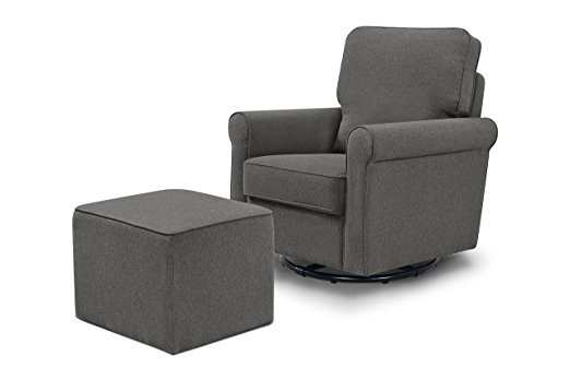 DaVinci Maya Swivel Glider with Ottoman, Dark Grey