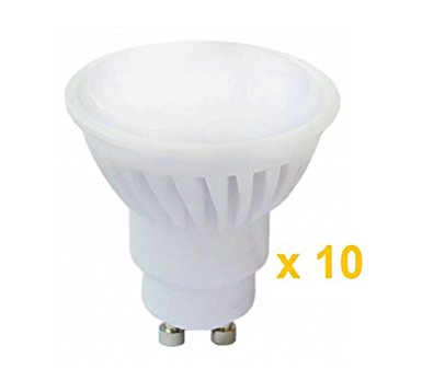 Spectrum 10 pack 10W gu10 led 680lm (100W equivalent) warm white (2700-3200K) wide beam angle (120 degrees) spotlight eco-friendy and energy efficient spotlight led bulb