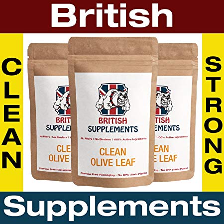 Clean Olive Leaf Extract 5,600mg (224mg Oleurpein) per Serving High Strength No Nasties One of The Strongest in The UK Manufactured British Supplements 3 Month Supply (180)
