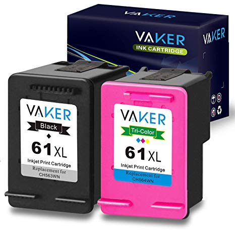 VAKER Remanufactured Ink Cartridge Replacement for HP 61XL 61 XL Used in Envy 4500 5530 5534 5535 Deskjet 1000 1010 1510 1512 2540 3050 3510 3050A Officejet 2620 4630 4635 (1 Black,1 Tri-Color)