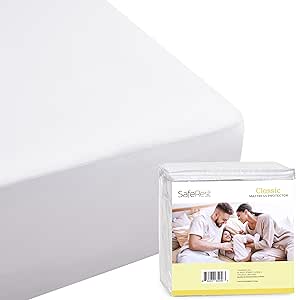 SafeRest 100% Waterproof King Size Mattress Protector - Fitted with Stretchable Pockets - Machine Washable Cotton Mattress Cover for Bed - Perfect Bedding Airbnb Essentials for Hosts