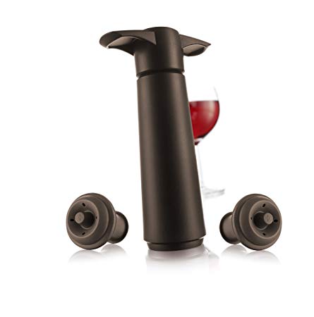 Vacu Vin Wine Saver Gift Set - Brown | 1 x Vacuum Pump   2 x Vacuum Wine Stopper