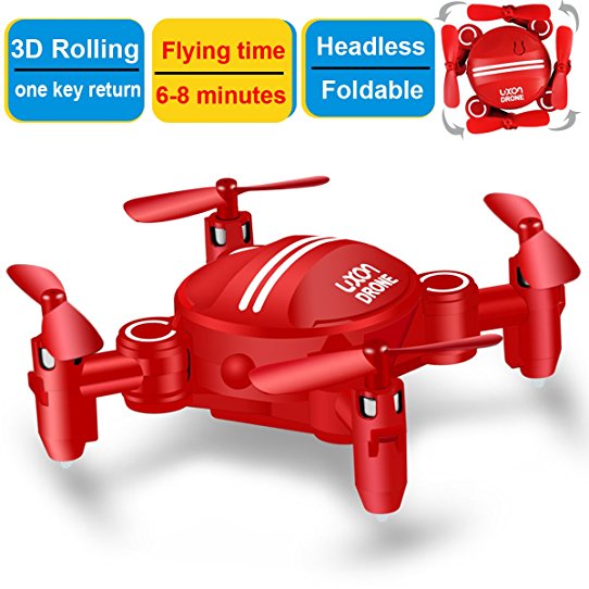 Drone for Kids Headless Mini RC Quadcopters Foldable Remote Control Helicopter Drones 2.4Ghz 6-Axis Gyro 4 Channels Indoor Flying Airplane With 3D Flip One Key Return for Beginner Drone Training (Red)