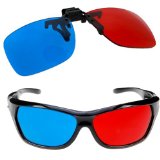 GTMax 2x Red and Cyan Glasses Fits over Most Prescription Glasses for 3D Movies Gaming and TV 1x Clip On  1x Anaglyph style