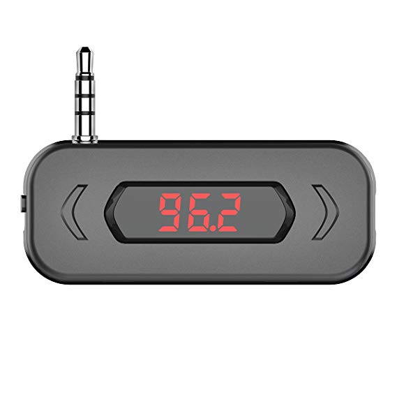 Doosl FM Transmitter, 3.5mm FM Radio Transmitter for Car Stereo, Home Audio System, MP3 Player, Tablet, Phone, and More Devices w/ 3.5mm Audio Port