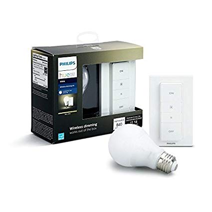 Philips Hue White Ambiance Smart Dimming Kit, Installation-Free, 1 Bulb, 1 Dimming Switch, Exclusive for Philips Hue Lights, Works with Alexa, (California Residents)