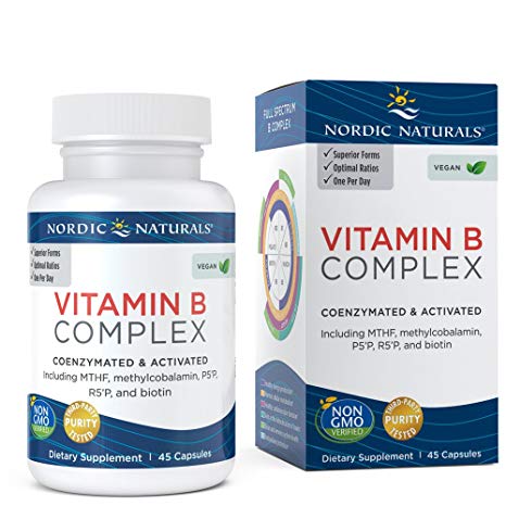 Nordic Naturals Vitamin B Complex - Coenzymated and Activated, Supports Daily Cellular Maintenance, Non-GMO and Certified Vegan - 45 Capsules