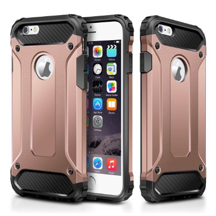 iPhone 6S Case,Wollony Rugged Hybrid Dual Layer Armor Protective Back Case Shockproof Cover for iPhone 6S - Heavy Duty - Slim Hard Shell Protection - Impact Resistant Bumper (Rose Gold)