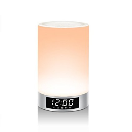 LIGHTSTORY L5 Silver Table Led Lamps, Portable Led Bedside Lamp, Wireless Bluetooth Speaker