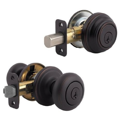 Kwikset 991 Juno Entry Knob and Single Cylinder Deadbolt Combo Pack featuring SmartKey® in Venetian Bronze