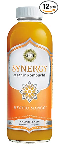 GT'S ENLIGHTENED KOMBUCHA Synergy Organic Kombucha Tea, Mystic Mango, 16.2 Ounce (Pack of 12)
