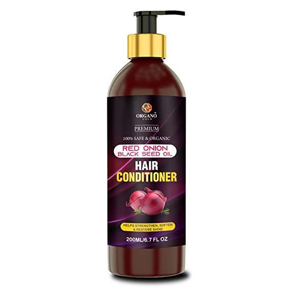 Organo Gold Organic Red Onion Hair Treatment Conditioner-200 ml | 18 In 1 Magical Conditioner With Vitamin E, Hibiscus, Amla & Aloe Vera -SLS, Paraben & Chemical Free
