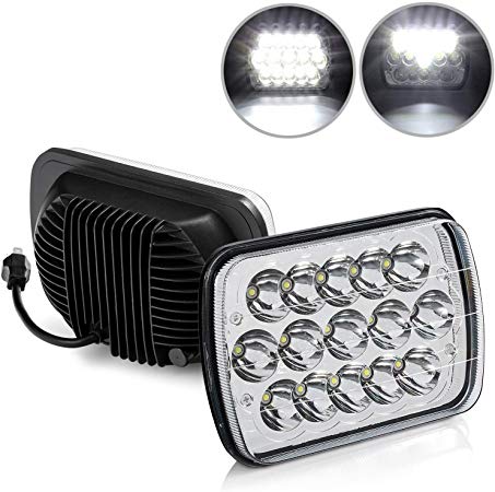 Tinpec 2PCS H6054 Led Headlights with High Low Sealed Beam Rectangle 7x6/5x7 Headlamps with Breathing Hole IP67 Waterproof Headlight Replacement for Jeep Wrangler YJ XJ Cherokee Truck Ford Van