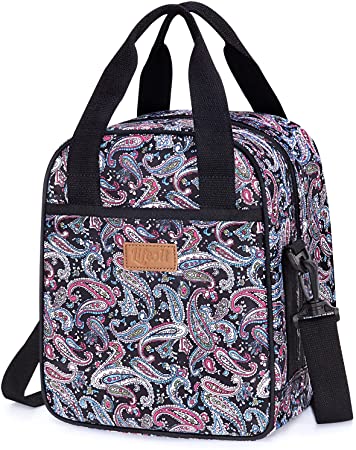 Lifewit Lunch Bag for women Insulated Lunch Box Cooler Soft Tote Bag Adjustable Shoulder Strap, Container 7L, Paisley Pattern